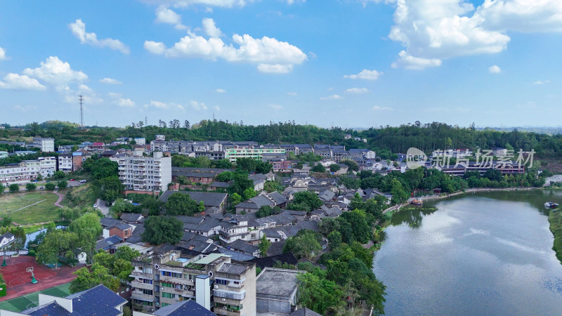 四川自贡仙市古镇航拍摄影图