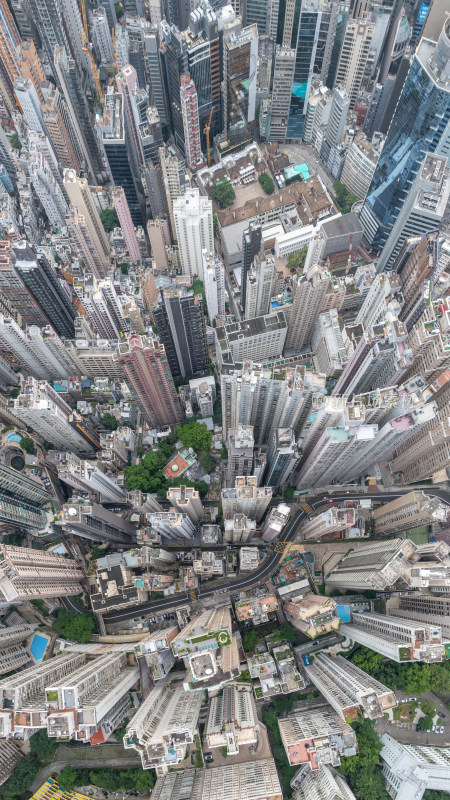 香港维多利亚港CBD中环夜景日出高空航拍