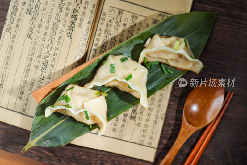 中国食品饺子特写镜头
