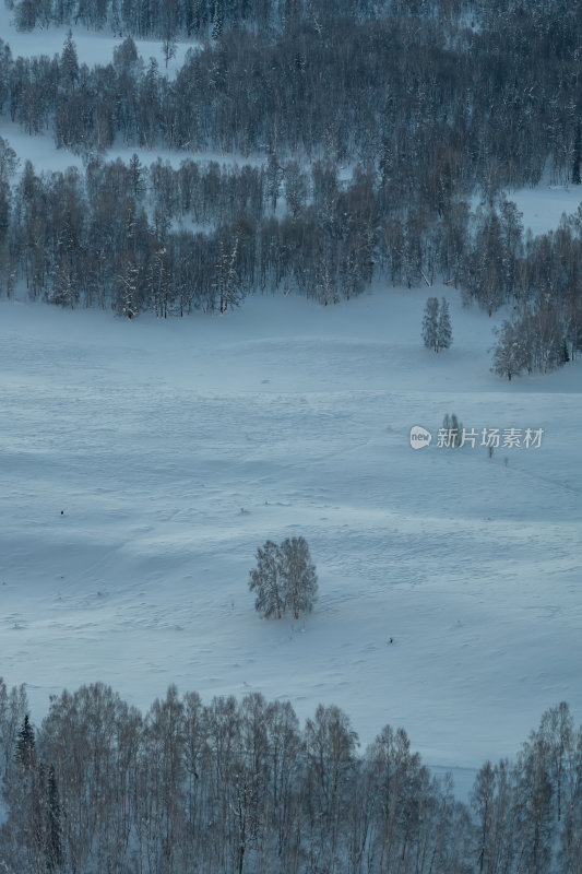 新疆北疆阿勒泰禾木冬季雪景童话世界航拍