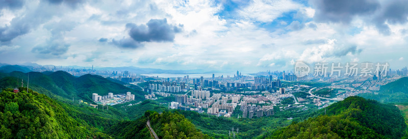 塘朗山航拍深圳南山区全景