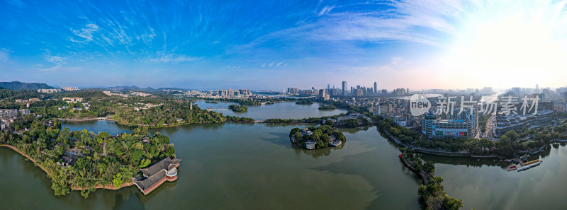 广东惠州城市风光惠州西湖航拍全景图