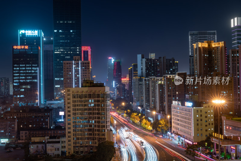 长沙城市道路交通夜景