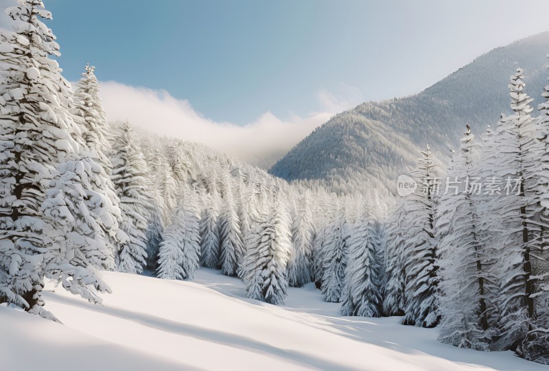 冬季森林白雪覆盖风景