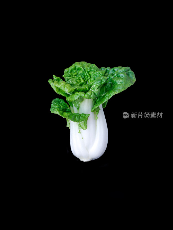 黑色背景上，一颗绿色蔬菜的特写