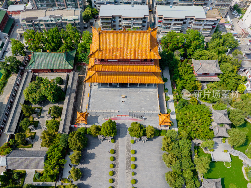 航拍夏季许昌文庙春秋楼关圣殿景区古建筑