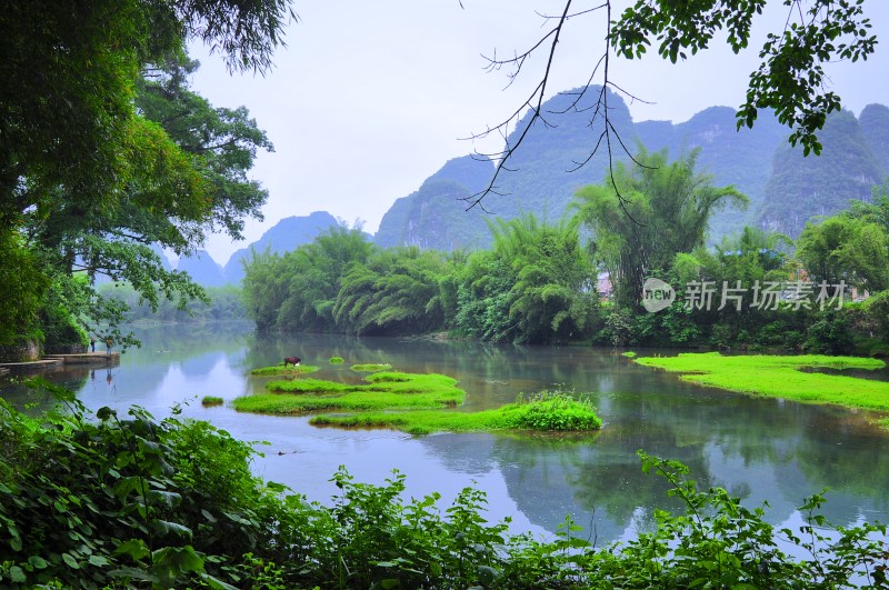 河池盘阳河山青冰秀倒影迷人小桥流水好风光