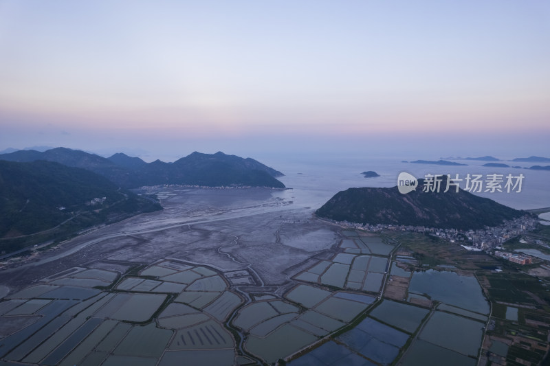 福建宁德霞浦沿海滩涂海田山水自然风光