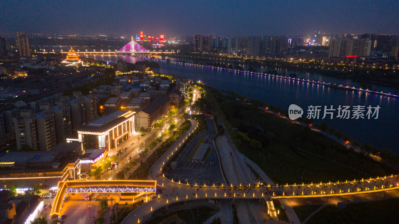 咸阳城市夜景航拍