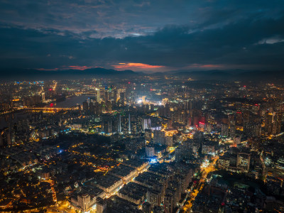 福建福州城市夜景航拍