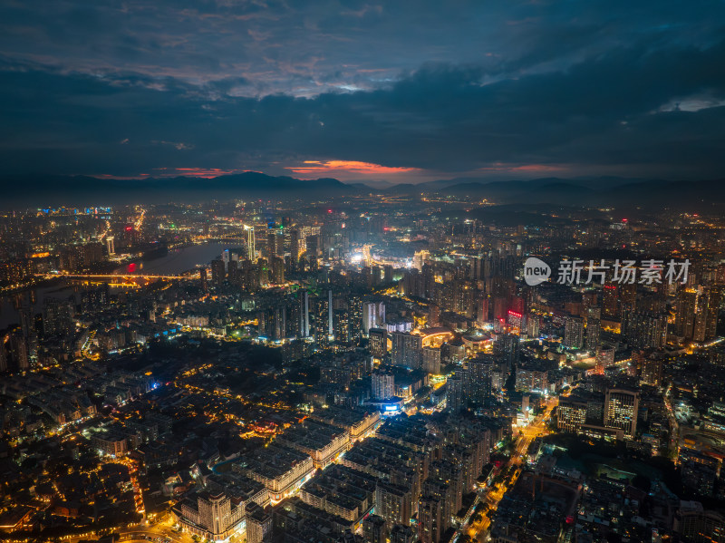 福建福州城市夜景航拍