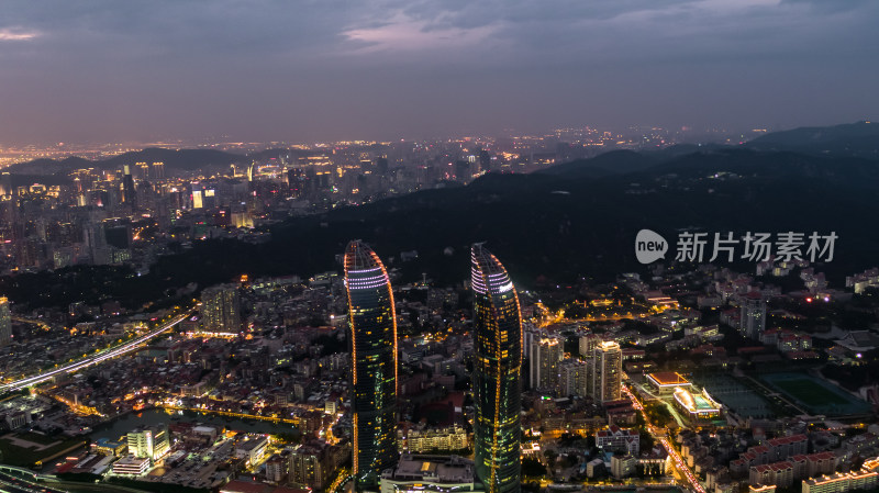 福建厦门城市夜景航拍