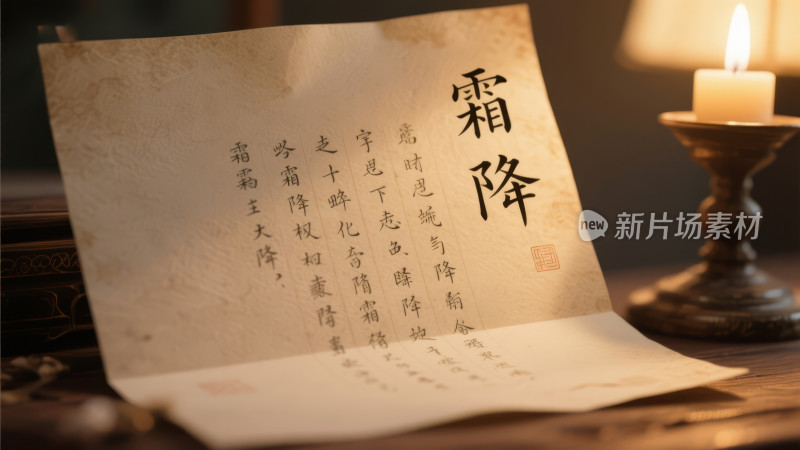 霜降节气古诗词烛光复古书房背景