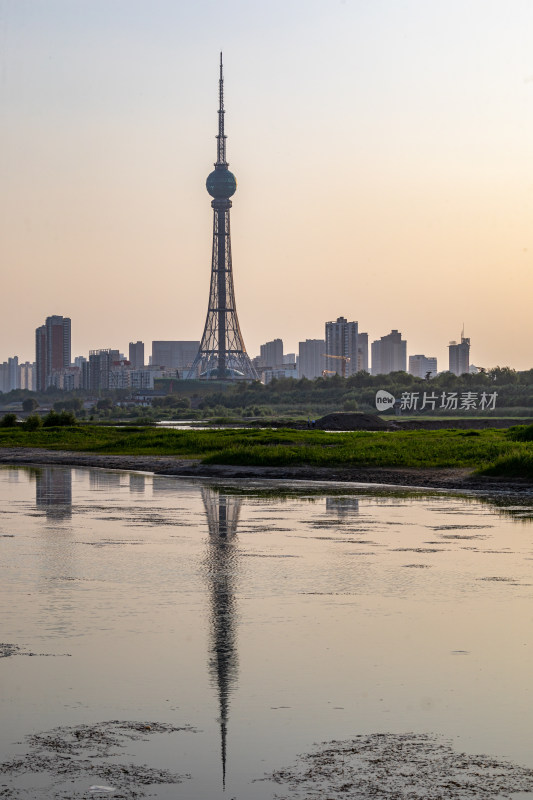 河南洛阳洛神公园洛浦公园黄昏景观