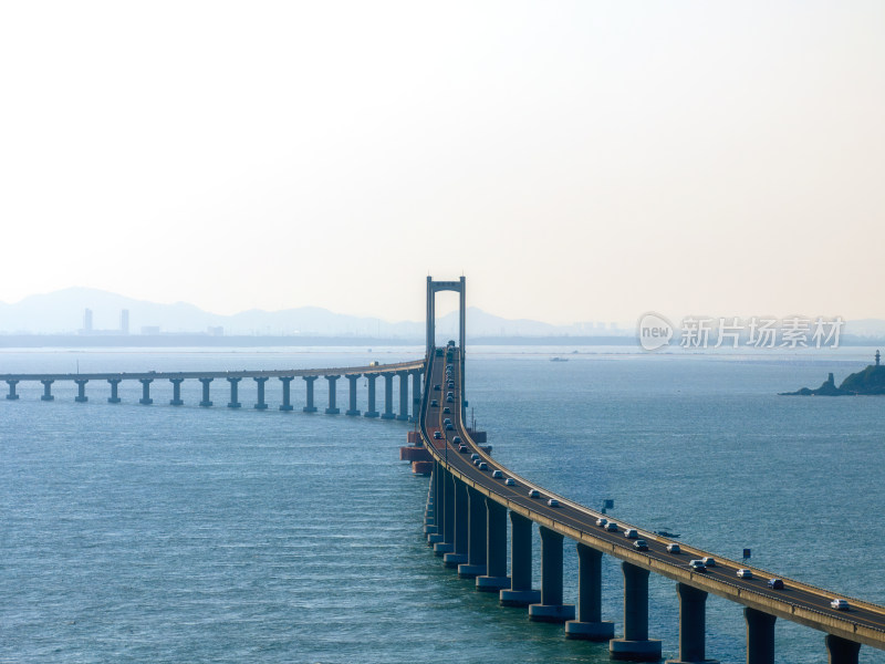 航拍夏季白天广东汕头南澳岛南澳大桥风光