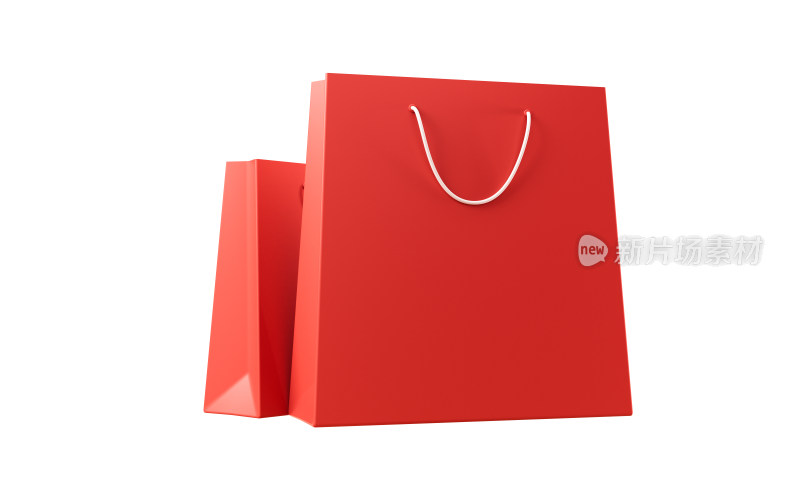 红色购物袋3D渲染