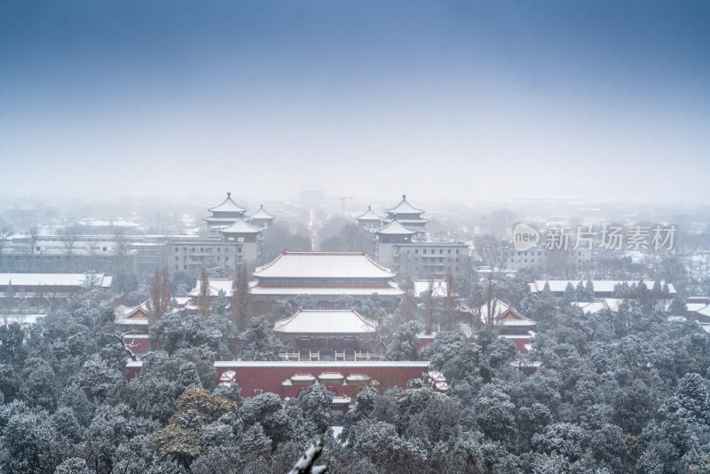 北京景山公园寿皇殿雪景