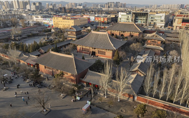 山西省大同市大同古城善化寺航拍