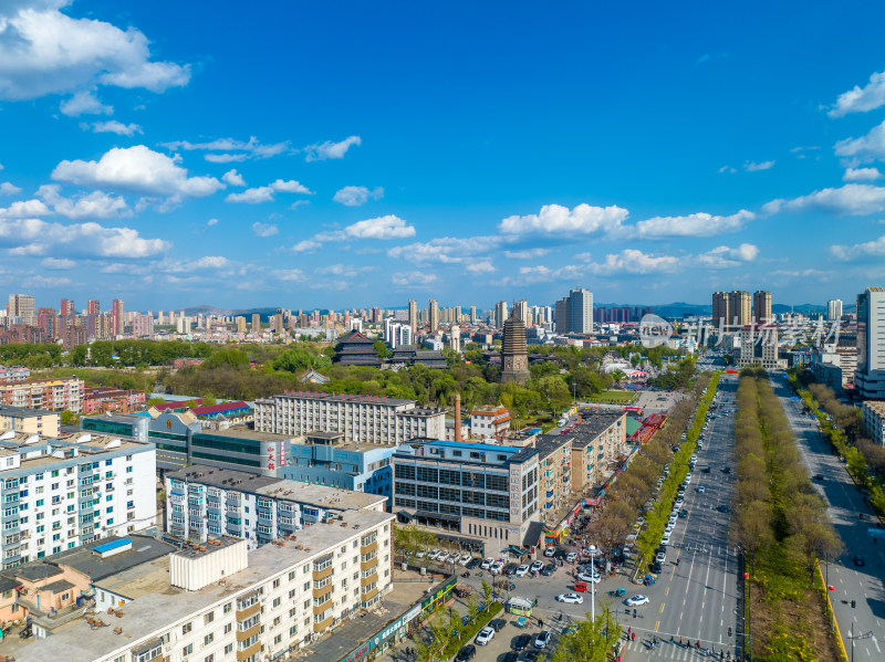 辽宁辽阳市区城市建筑风景航拍