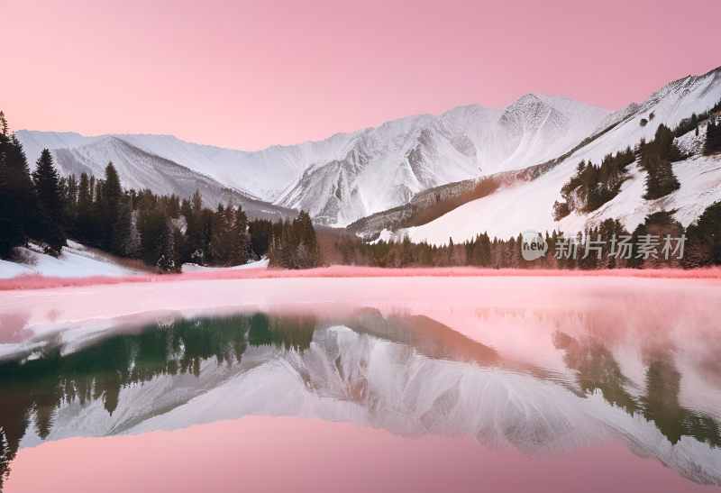 粉色梦幻雪山