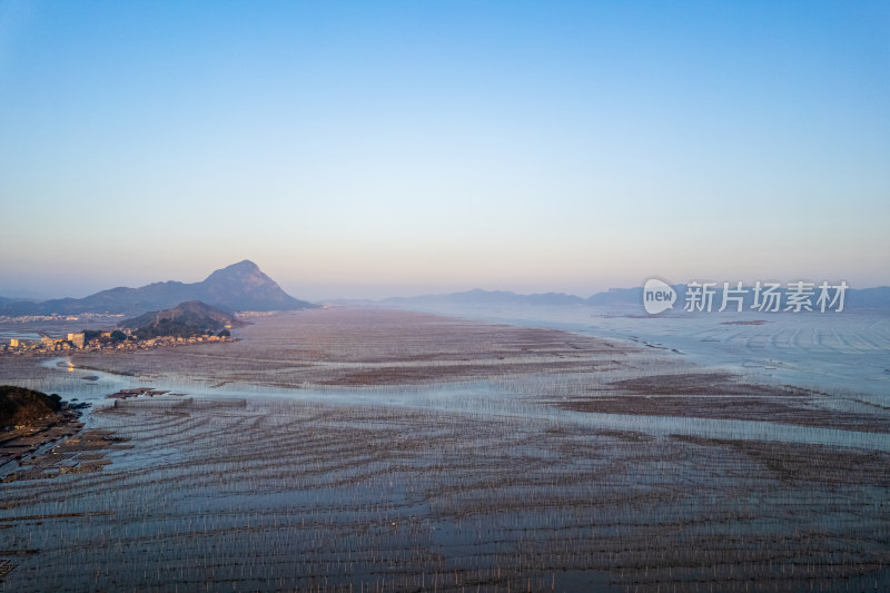 福建霞浦海岛海边滩涂日落晚霞自然风光