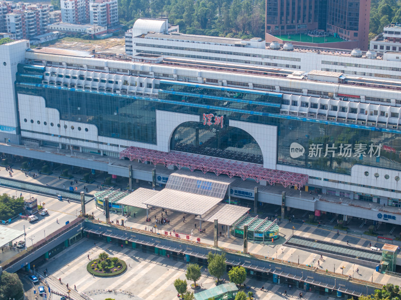 中国广东深圳站航拍高铁火车站