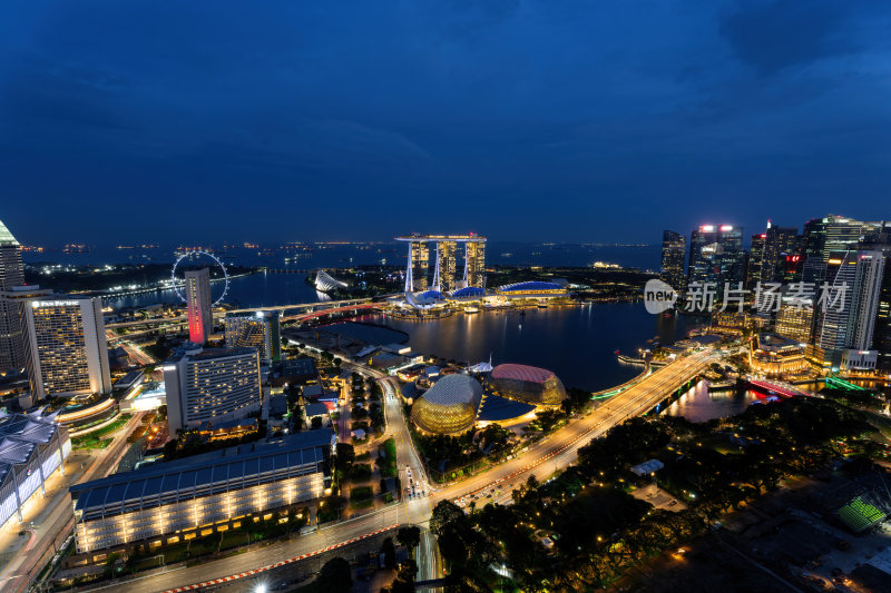 新加坡滨海湾金沙海滨奥林匹克蓝调夜景