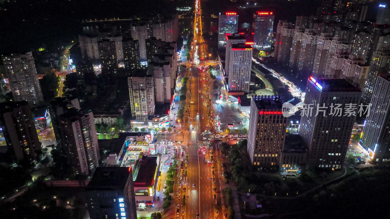 四川内江城市夜景灯光航拍图