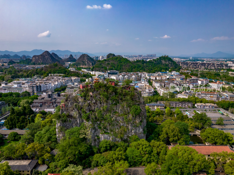 广西桂林独秀峰王府景区航拍摄影图