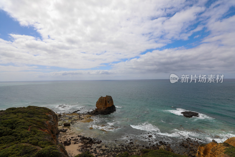 澳大利亚斯普利特角灯塔海景与民居俯瞰图