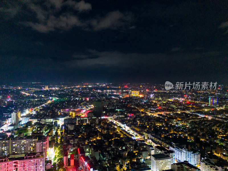 城市夜景灯光万家灯火玉林夜景航拍图