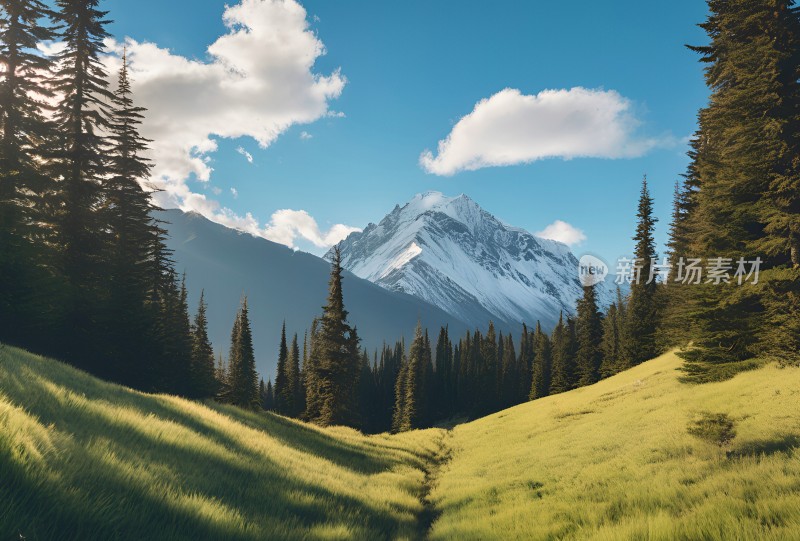 雪山高原草原森林风景