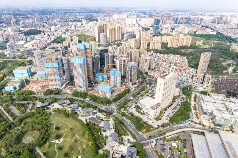 广东东莞鸿福路城市建设航拍摄影图