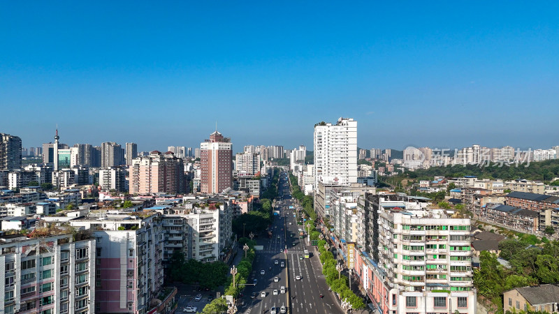 航拍四川自贡建设自贡汇东路摄影图