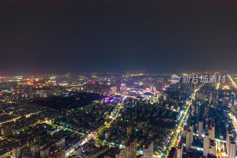 安徽蚌埠城市大景夜景灯光航拍图