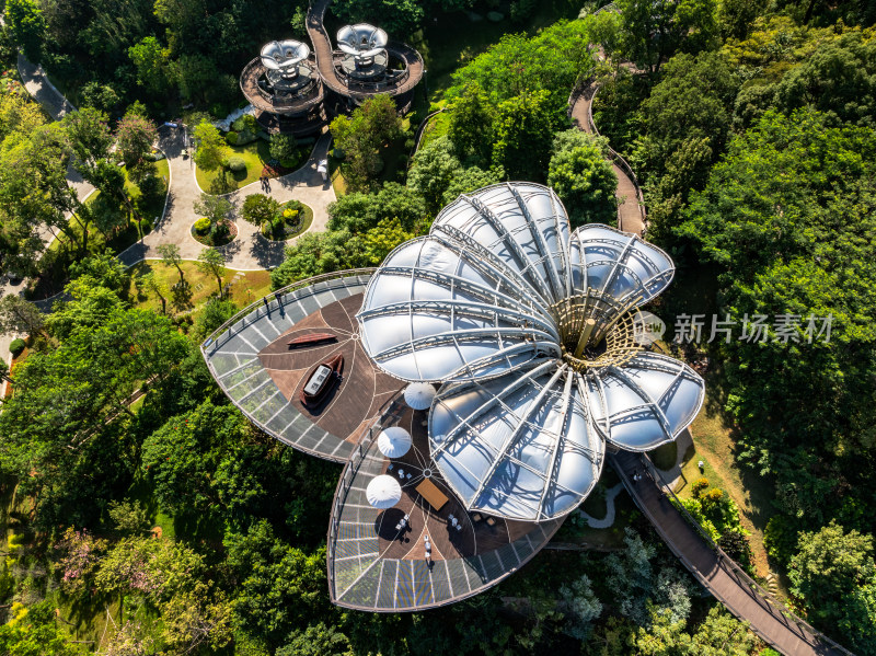 广州云萝植物园实景高空航拍照片