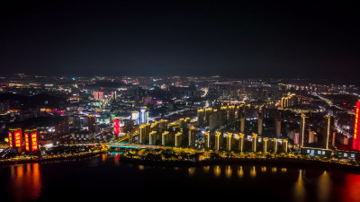 安徽芜湖城市夜景灯光航拍