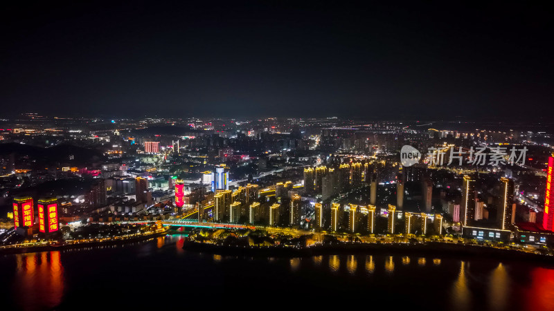 安徽芜湖城市夜景灯光航拍