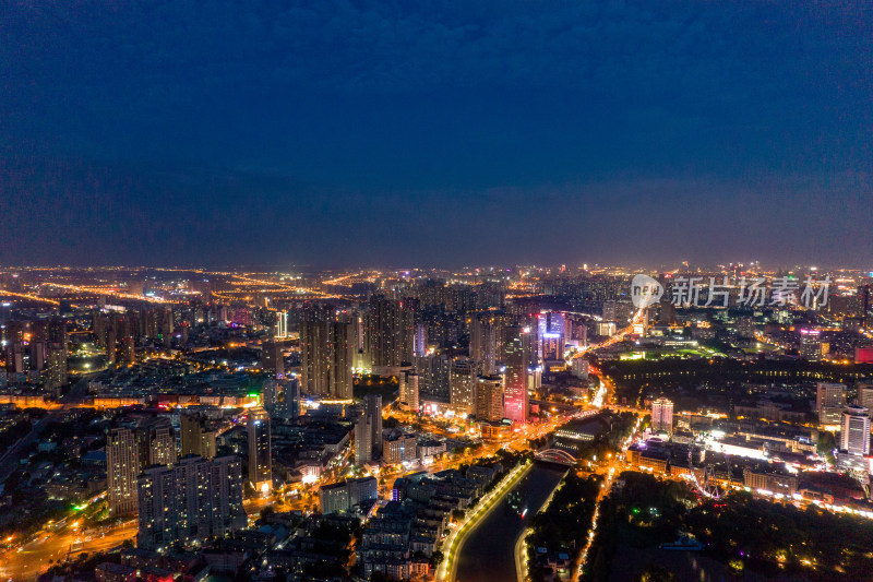 安徽合肥城市大景夜景灯光航拍图