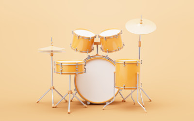 卡通风格架子鼓乐器3D渲染 卡通风格架子鼓乐器3D渲染