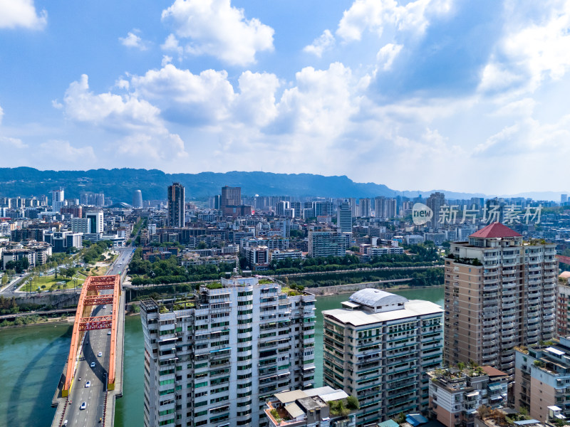 四川宜宾城市风光航拍图