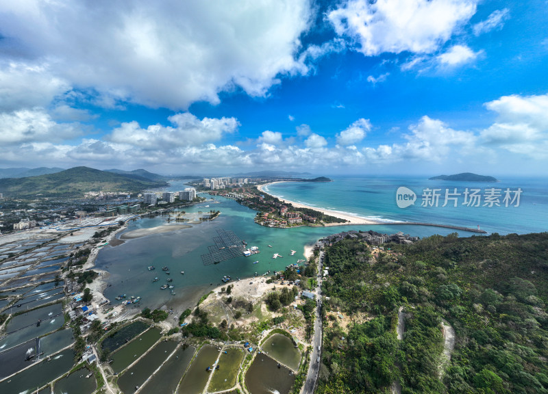 海南神州半岛海滨城市鸟瞰风光