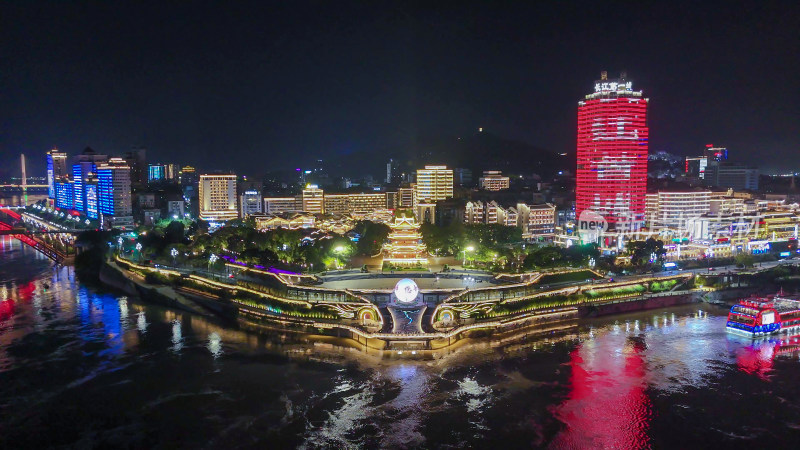 四川宜宾合江门广场夜景