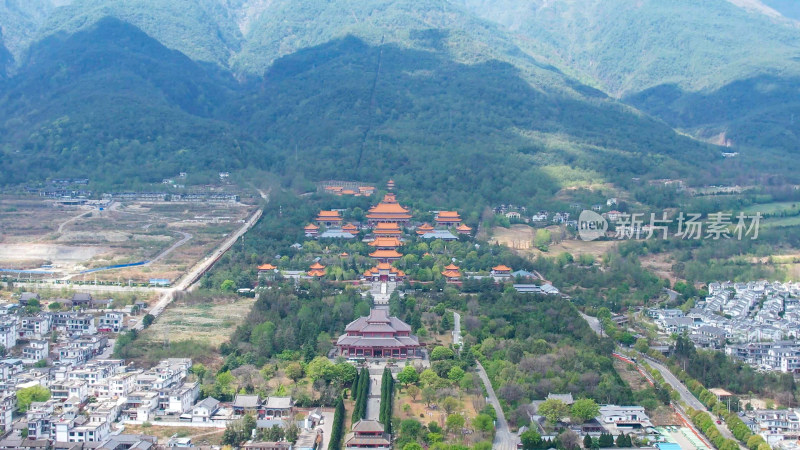 航拍云南大理崇圣寺三塔文化旅游区