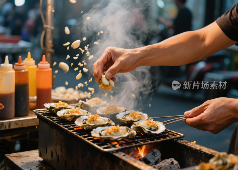 生蚝烤生蚝清蒸生蚝海鲜餐饮美食