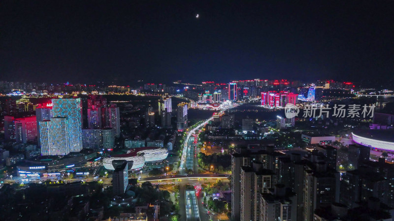 航拍四川泸州夜景泸州一环路夜景摄影图