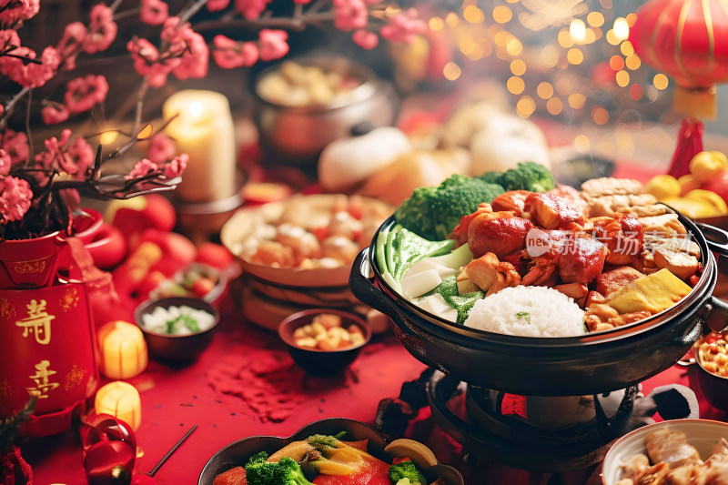 新年团圆庆祝年夜饭美食喜庆