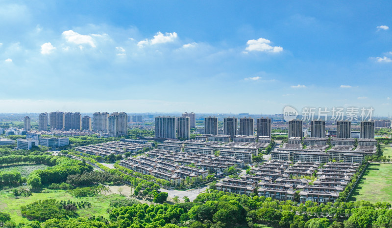 航拍江苏苏州昆山城市建筑风光大景