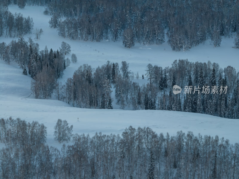 新疆北疆阿勒泰禾木冬季雪景童话世界航拍