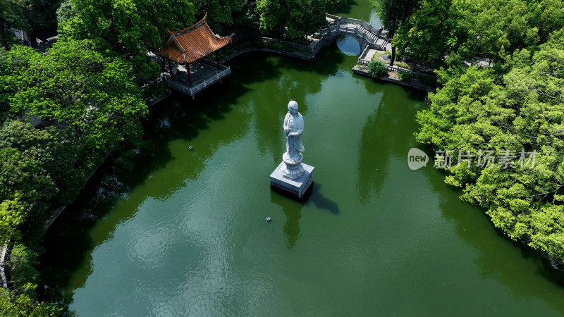 福州西禅古寺照片航拍城市寺庙古建筑风景